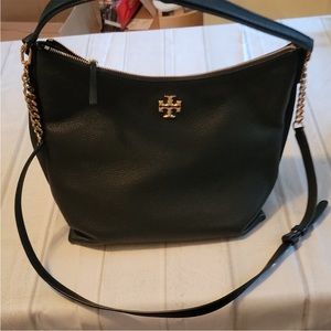 GUC TORY BURCH UNSTRUCTURED BLACK LEATHER AND SUEDE BAG